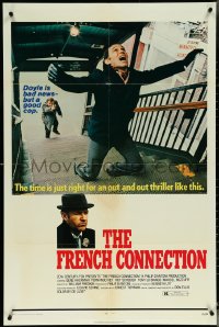 5y1157 FRENCH CONNECTION 1sh 1971 Gene Hackman in movie chase, directed by William Friedkin!