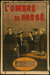 5y0175 SHADOWS FROM THE PAST French 30x47 1915 art of innocent man arrested, Edison, ultra rare!