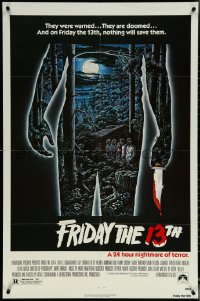 5y1158 FRIDAY THE 13th 1sh 1980 great Alex Ebel art, slasher classic, 24 hours of terror!