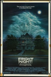 5y1160 FRIGHT NIGHT 1sh 1985 Sarandon, McDowall, best classic horror art by Peter Mueller!