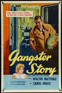 5y1164 GANGSTER STORY 1sh 1959 great art of Walter Matthau who stars & directs, sexy Carol Grace!