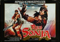 5y0152 RED SONJA German 33x47 1985 Casaro fantasy art of Brigitte Nielsen & Schwarzenegger!