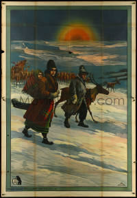 5y0154 TURI DER WANDERLAPPE German 59x86 1913 art of travelers on icy Lapland with reindeer, rare!