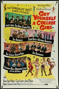 5y1167 GET YOURSELF A COLLEGE GIRL 1sh 1964 hip-est happiest rock & roll show, Dave Clark 5 & more!