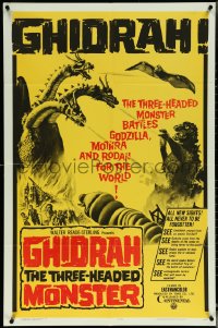 5y1168 GHIDRAH THE THREE HEADED MONSTER 1sh 1965 Toho, he battles Godzilla, Mothra & Rodan!