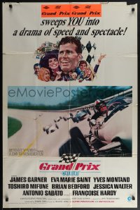 5y1178 GRAND PRIX style B Cinerama 1sh 1967 F1 race car driver James Garner, art by Howard Terpning!