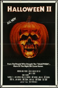 5y1185 HALLOWEEN II studio style 1sh 1981 cool jack-o-lantern skull image, more of the night HE came home!