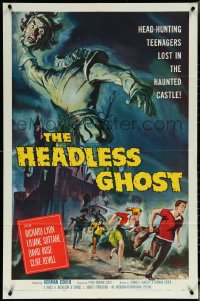 5y1188 HEADLESS GHOST 1sh 1959 head-hunting teens lost in the haunted castle, Reynold Brown art!