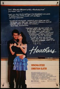 5y1189 HEATHERS 1sh 1989 great image of really young Winona Ryder & Christian Slater!