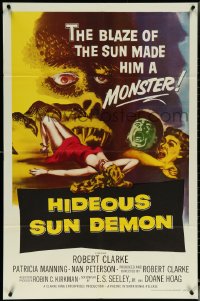 5y1193 HIDEOUS SUN DEMON 1sh 1959 the blaze of the sun made Robert Clarke a monster, cool art!