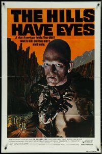 5y1195 HILLS HAVE EYES 1sh 1978 Wes Craven, classic creepy image of sub-human Michael Berryman!