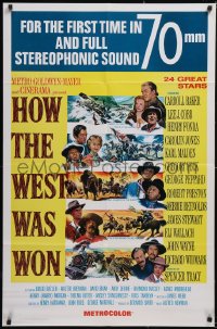 5y1197 HOW THE WEST WAS WON 1sh R1969 John Ford epic, cool artwork of stars & action scenes!