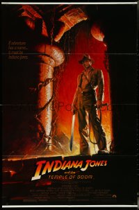 5y1204 INDIANA JONES & THE TEMPLE OF DOOM 1sh 1984 Bruce Wolfe art of Harrison Ford with machete!