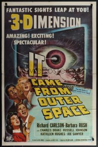 5y1206 IT CAME FROM OUTER SPACE 3D 1sh 1953 Ray Bradbury, classic 3-D sci-fi, Joseph Smith art!