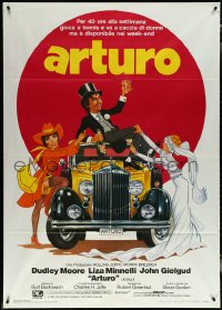 5y0322 ARTHUR Italian 1p 1982 different artwork of drunken Dudley Moore & Liza Minnelli!