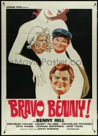 5y0325 BEST OF BENNY HILL Italian 1p 1981 great art of the English comedian w/sexy near-naked women!