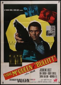 5y0332 BULLITT Italian 1p 1969 c/u of Steve McQueen pointing gun, Peter Yates car chase classic!