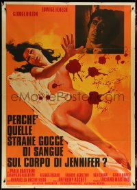 5y0619 CASE OF THE BLOODY IRIS Italian 1p 1972 artwork of sexy naked Edwige Fench covered in blood!