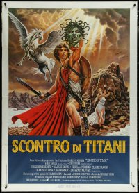 5y0336 CLASH OF THE TITANS Italian 1p 1981 Harryhausen, different Napoli art of Hamlin w/Medusa head!