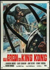 5y0343 DESTROY ALL MONSTERS Italian 1p R1977 different art of King Kong seen from airplane cockpit!