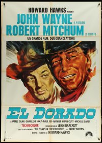 5y0349 EL DORADO Italian 1p R1960s different art of John Wayne & Robert Mitchum, Howard Hawks!