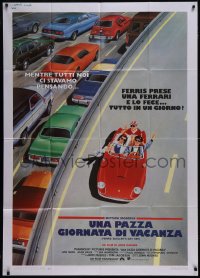 5y0621 FERRIS BUELLER'S DAY OFF Italian 1p 1987 best different art of Broderick & friends in Ferrari!