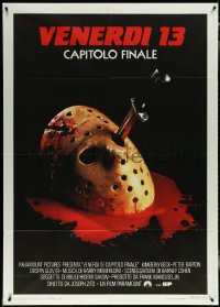 5y0623 FRIDAY THE 13th - THE FINAL CHAPTER Italian 1p 1984 Part IV, bloody hockey mask with knife!