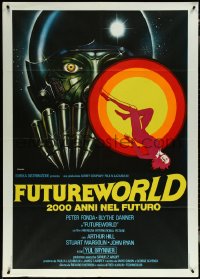 5y0359 FUTUREWORLD Italian 1p 1977 really cool completely different artwork by Renato Casaro!