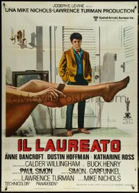 5y0364 GRADUATE Italian 1p R1970s different art of Dustin Hoffman staring at sexy stockinged leg!