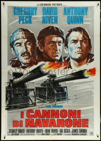 5y0366 GUNS OF NAVARONE Italian 1p R1960s Olivetti art of Gregory Peck, David Niven & Anthony Quinn!