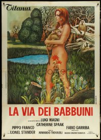 5y0628 LA VIA DEI BABBUINI Italian 1p 1974 different art of naked Catherine Spaak and baboons, rare!