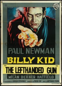 5y0629 LEFT HANDED GUN Italian 1p 1958 best Martinati art of Paul Newman as Billy the Kid!