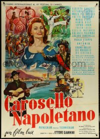 5y0634 NEAPOLITAN CAROUSEL Italian 1p 1954 completely different art of Sophia Loren by Longi!