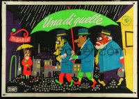 5y0637 ONE OF THOSE teaser Italian 1p 1953 Majorna day-glo art of Toto & cast in the rain, rare!