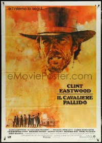 5y0394 PALE RIDER Italian 1p 1985 great artwork of cowboy Clint Eastwood by C. Michael Dudash!