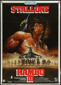 5y0401 RAMBO III Italian 1p 1988 best different Casaro art of Sylvester Stallone as John Rambo!