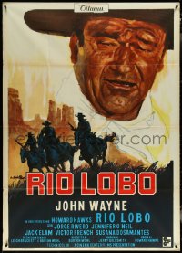 5y0641 RIO LOBO Italian 1p 1971 Howard Hawks, different art of John Wayne by Averardo Ciriello!