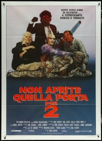 5y0419 TEXAS CHAINSAW MASSACRE PART 2 Italian 1p 1987 Tobe Hooper horror sequel, family portrait!