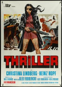 5y0420 THEY CALL HER ONE EYE Italian 1p 1974 cult classic, best art of Christina Lindberg, Thriller!