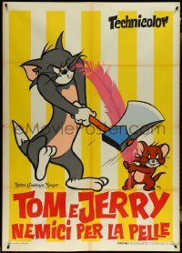 5y0423 TOM E JERRY NEMICI PER LA PELLE Italian 1p 1970s Nano art of cat w/axe fighting mouse!