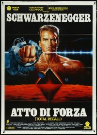 5y0424 TOTAL RECALL Italian 1p 1990 Paul Verhoeven, different Casaro art of Arnold Schwarzenegger!