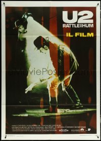 5y0429 U2 RATTLE & HUM Italian 1p 1988 great image of Irish rocker Bono performing!