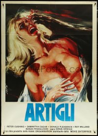 5y0430 UNCANNY Italian 1p 1977 different Mafe art of sexy near-naked blonde attacked by monster!