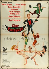 5y0432 WHAT'S NEW PUSSYCAT Italian 1p 1965 Frazetta art of Woody Allen, Peter O'Toole & sexy ladies!