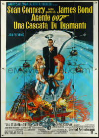 5y0265 DIAMONDS ARE FOREVER Italian 2p 1971 art of Sean Connery as James Bond 007 by de Berardinis!