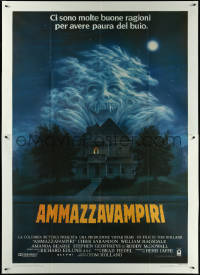 5y0273 FRIGHT NIGHT Italian 2p 1986 Sarandon, McDowall, best classic horror art by Peter Mueller!