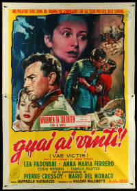 5y0602 GUAI AI VINTI Italian 2p 1954 great montage artwork by Giuliano Nistri!