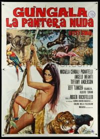 5y0603 GUNGALA THE BLACK PANTHER GIRL Italian 2p 1968 Gasparri art of sexy Kitty Swan!