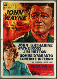 5y0275 HELLFIGHTERS Italian 2p 1969 art of John Wayne as fireman Red Adair & Katharine Ross!