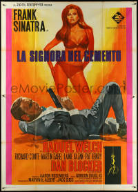 5y0281 LADY IN CEMENT Italian 2p 1968 different Nistri art of Frank Sinatra & sexy Raquel Welch!